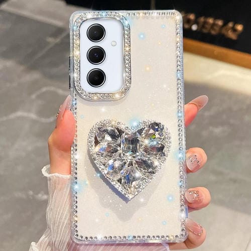 Funda transparente con forma de corazón y diamantes brillantes para Samsung Galaxy A55 5G