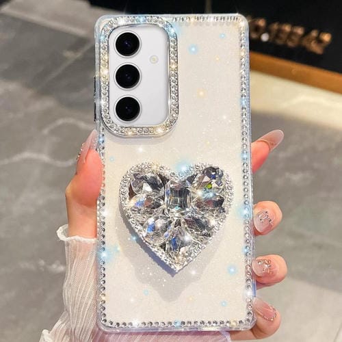 Funda transparente con forma de corazón y diamantes brillantes para Samsung Galaxy S24+ 5G