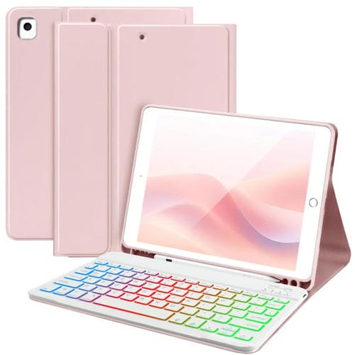 Funda magnética con teclado Bluetooth para iPad 2022 (rosa cereza)