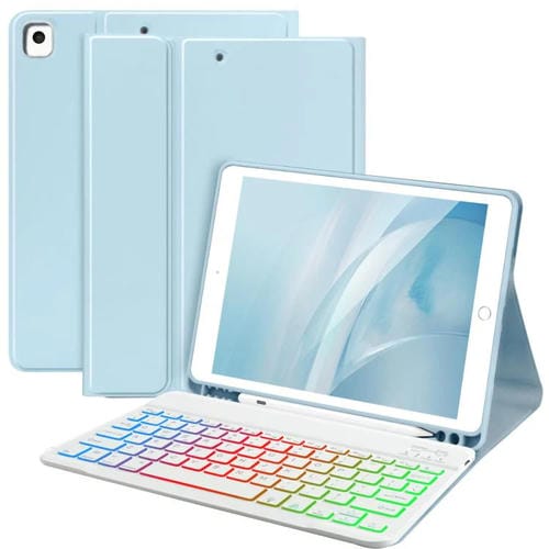 Funda con teclado magnético Bluetooth para iPad 2025 (azul cielo)