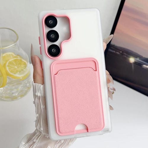 Funda de cuero con textura para Samsung Galaxy S24+ 5G, a prueba de golpes (rosa)