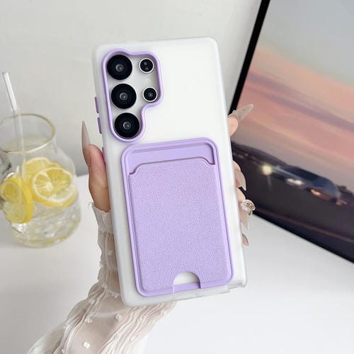 Funda de cuero con textura para Samsung Galaxy S24 Ultra 5G, a prueba de golpes (morado)