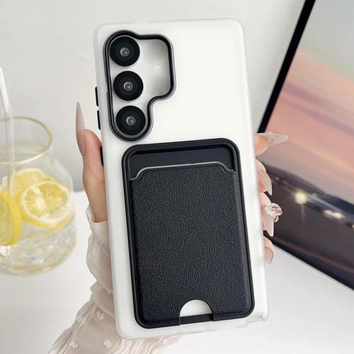 Funda de cuero con textura para Samsung Galaxy S25+ 5G, a prueba de golpes (negra)