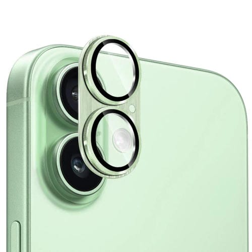 ENKAY - Lente de cámara antirreflejos de aleación de aluminio cepillado con película de vidrio templado para iPhone 17 (verde claro)
