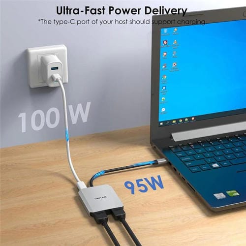 Adaptador USB-C a HDMI WAVLINK UMD320 con puerto alimentación 100 W HDMI 4K y HDMI 8K