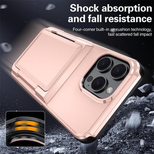 Funda abatible Kalebol para iPhone 16 Pro, a prueba de golpes (oro rosa)