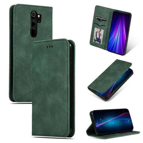 Para Xiaomi Redmi Note8 Pro Retro Skin Feel Business Funda de Cuero con Tapa Horizontal Magnética (Verde Militar)