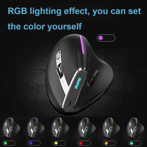 Ratón Inalámbrico Zelotes F36 9 Teclas Agarre Vertical Programación Ergonómica Bluetooth Dual + 2,4 G (Blanco)