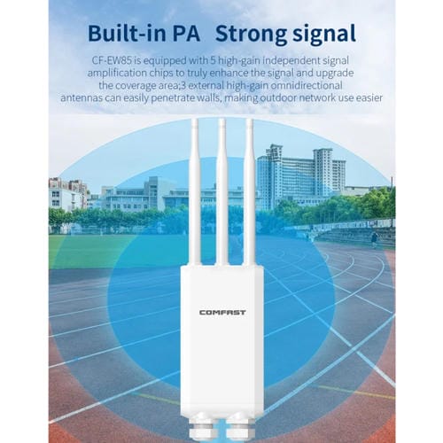 Amplificador de Señal Inalámbrico Gigabit Comfast CF-EW85 1300 Mbps 2,4G/5,8G Compatible CC/PoE Enchufe Estadounidense