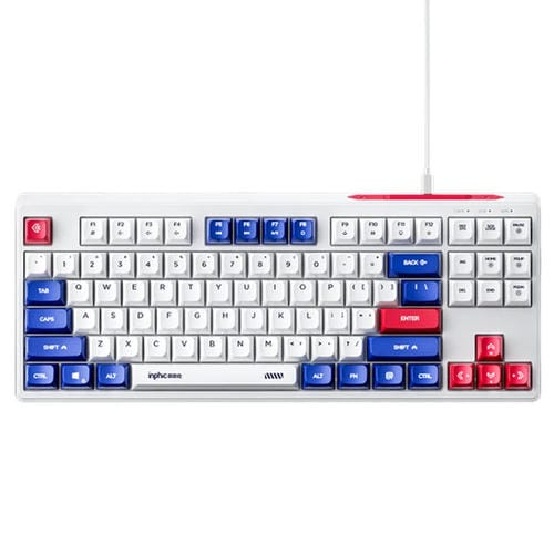 Teclado Mecánico con Cable Inphic K902 de 87 Teclas con Luz y Silencio para Juegos, Oficina y Hogar (Blanco y Azul)