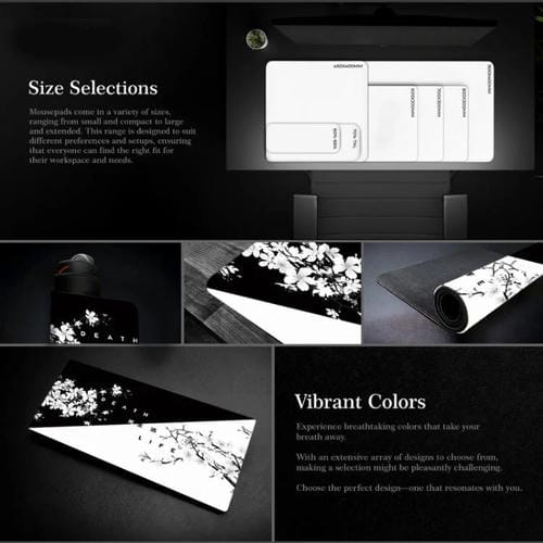 Alfombrilla de Ratón Antideslizante de Goma con Diseño de Flor de Cerezo y Pintura en Tinta 300x600x2 mm (Patrón 17)