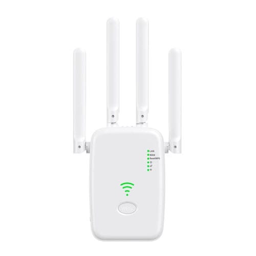 Repetidor Inalámbrico Urant U11 300 Mbps 2,4 GHz Amplificador Señal WIFI Compatible WPS Enchufe Británico (Blanco)