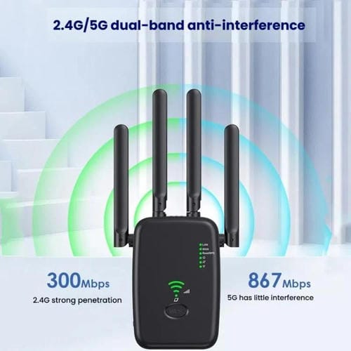 Repetidor Inalámbrico Urant U11 1200 Mbps Amplificador Señal WIFI 2,4G 5,8G WPS Enchufe Británico (Blanco)