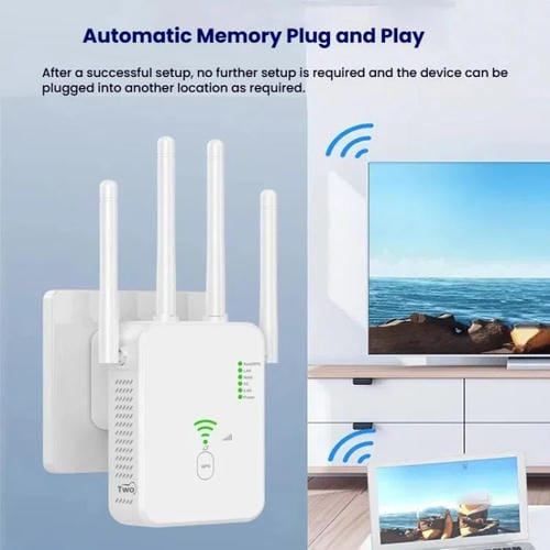 Repetidor Inalámbrico Urant U10 1200 Mbps 2,4 GHz y 5,8 GHz Amplificador de Señal WIFI 4 Antenas Enchufe Estadounidense (Blanco)