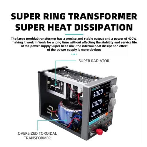 Medidor de Potência Sugon 3010Pm Reparação de Telemóveis com Ecrã Digital, 150 W, 30 V, 10 A, 4 Tomadas UE