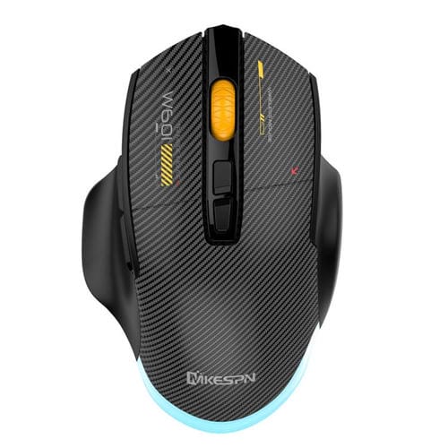 Ratón Inalámbrico Mkespn W601 para Juegos con Macro, Tres Modos, Fibra de Carbono, 12800 Dpi y Bluetooth (Negro)