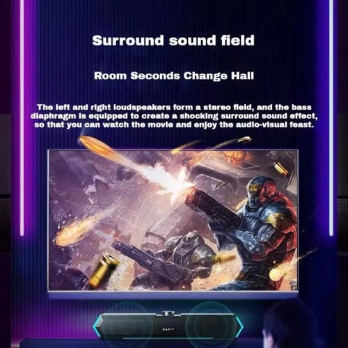 Altavoz con Cable para Computadora de Escritorio Havit M19 con Iluminación RGB (Blanca) Versión Estándar