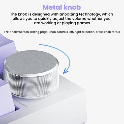 Teclado Mecánico para Juegos Ajazz Ak820 Pro Inalámbrico Bluetooth Tres Modos Junta Intercambiable Pantalla TFT (Flying Fish Spindle Purple)