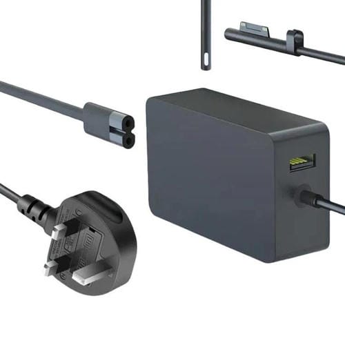 Cargador Rápido Microsoft Surface Laptop 65 W 15 V 4 A con Puerto USB-A 5 V 1 A Adaptador CA Enchufe Británico