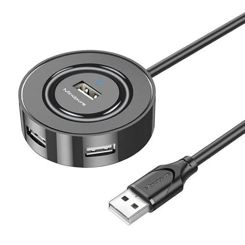 Concentrador de Expansión Mindpure US018 USB 2.0 4 Puertos para Ordenador 1 m (Negro)