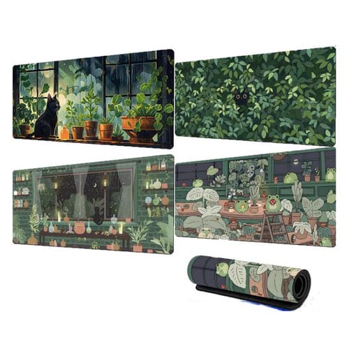 Alfombrilla de ratón con diseño de rana base goma antideslizante para portátil 400x900x3 mm (Verde)