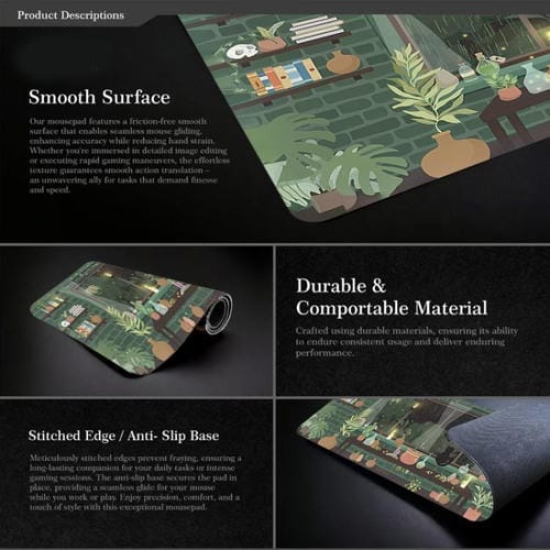 Alfombrilla de ratón diseño rana base goma antideslizante para portátil 300x600x3 mm (Verde)