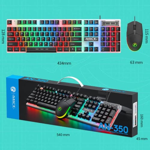 Juego teclado y ratón iMICE AN-350 para juegos con cable teclas suspendidas sensación mecánica (Negro)