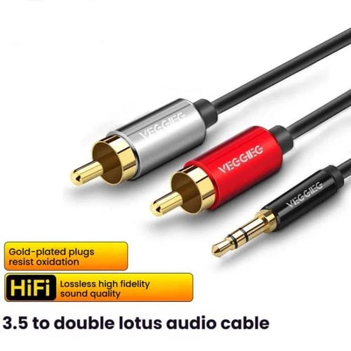 Cable de audio VEGGIEG 3,5 mm a 2 RCA para altavoces móvil y ordenador (1,5 m)