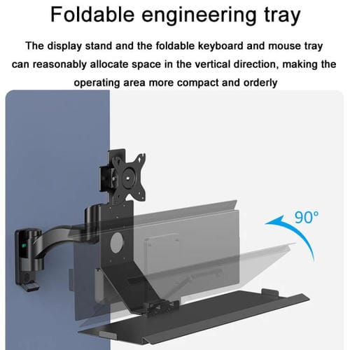 Soporte para monitor WKS-2 montaje en pared con bandeja para mouse y teclado (Negro)