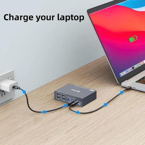 Conmutador KVM KVEVE KC-KVM202CH USB 3.0 con dos monitores, 4K, 60 Hz, enchufe de la UE