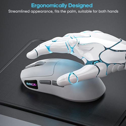 Ratón inalámbrico iMICE G900 para juegos 6 teclas 12800 DPI recargable tres modos (Blanco)