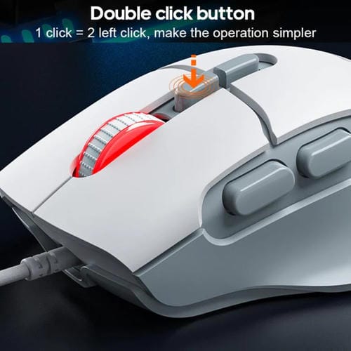 Ratón para juegos iMICE G800 7 teclas 7200 DPI con cable e iluminación LED (Gris y blanco)
