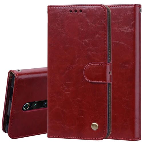 Estuche de Cuero con Tapa Horizontal con Textura de Cera de Aceite de Estilo Empresarial para Xiaomi Redmi K20 / K20 Pro, con Soporte, Ranuras para Tarjetas y Billetera (Rojo)