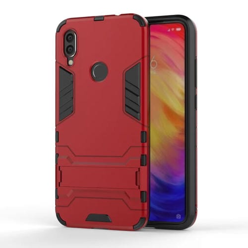Estuche de PC + TPU a Prueba de Golpes para Xiaomi Redmi Note 7, con Soporte (Rojo)