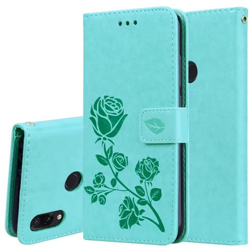 Funda de Cuero Pu con Tapa Horizontal En Relieve Rosa para Xiaomi Redmi Note 7, con Soporte, Ranuras para Tarjetas y Billetera (Verde)