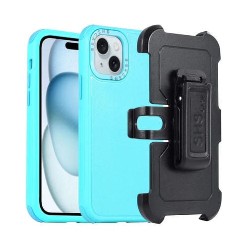 Para iPhone 15 3 En 1 PC + Funda para Teléfono con Funda Deslizante de TPU (Azul + Azul Cielo) - MOVILSTORE