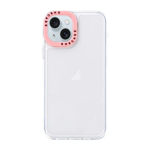 Para iPhone 15 Caja de Teléfono de TPU Transparente con Marco de Lente de Contraste de Color (Transparente + Rosa Claro) - MOVILSTORE