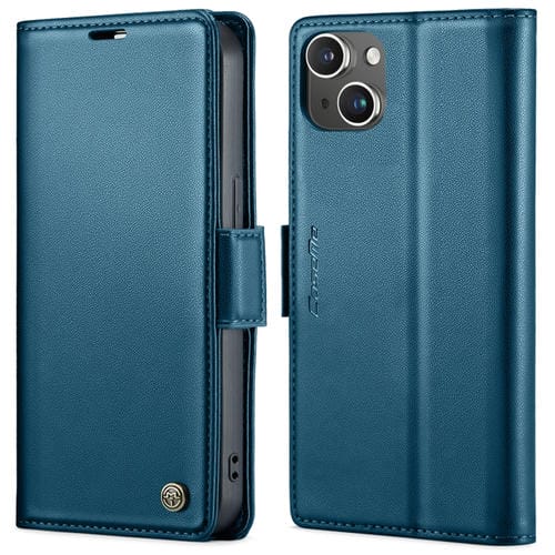 Para iPhone 15 Caseme 023 Funda para Teléfono de Cuero Antirrobo con Textura Litchi y Hebilla de Mariposa Rfid (Azul) - MOVILSTORE