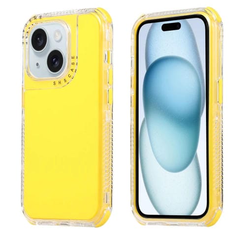 Para iPhone 15 Dreamland 3 En 1 Caja de Teléfono PC + TPU con Marco Transparente de Color Sólido (Amarillo) - MOVILSTORE
