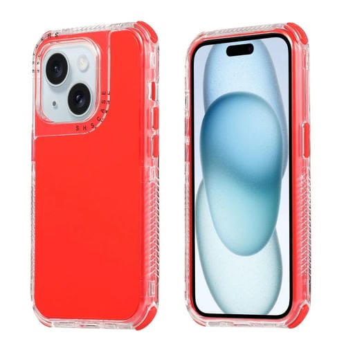 Para iPhone 15 Dreamland 3 En 1 Caja de Teléfono PC + TPU con Marco Transparente de Color Sólido (Rojo) - MOVILSTORE