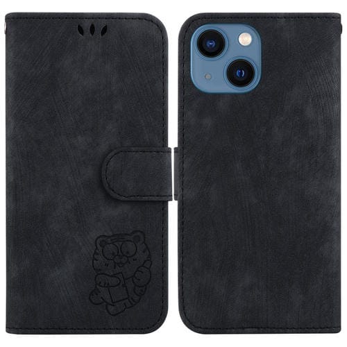 Para iPhone 15 Funda de Cuero con Relieve Little Tiger (Negro) - MOVILSTORE