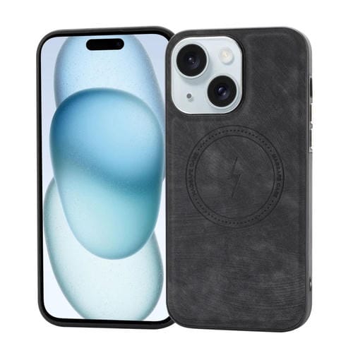 Para iPhone 15 Funda de Cuero Lateral Magsafe para Teléfono (Negro) - MOVILSTORE