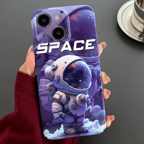 Para iPhone 15 Funda para Teléfono con Orificio Preciso para PC con Patrón Pintado (Astronauta Púrpura) - MOVILSTORE