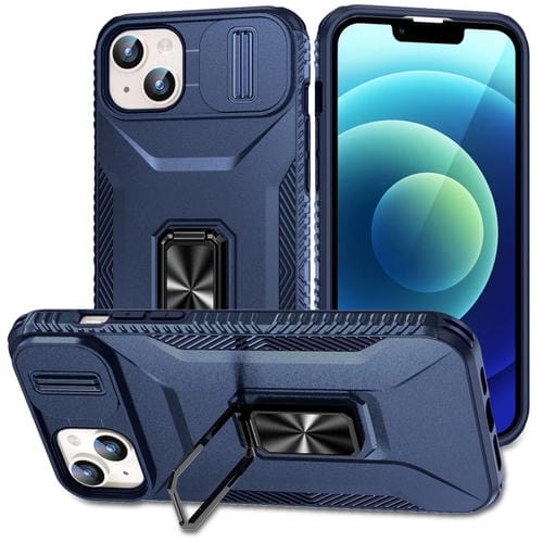 Para iPhone 15 Funda para Teléfono con Soporte Deslizante para Levas (Azul) - MOVILSTORE