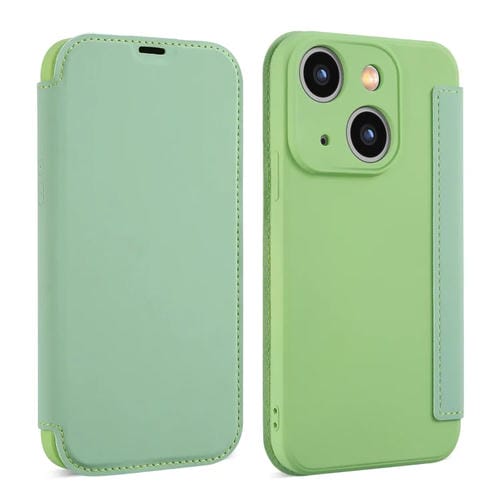 Para iPhone 15 Funda para Teléfono de Cuero con Sensación de Piel Líquida y Ranuras para Tarjetas (Verde Té) - MOVILSTORE