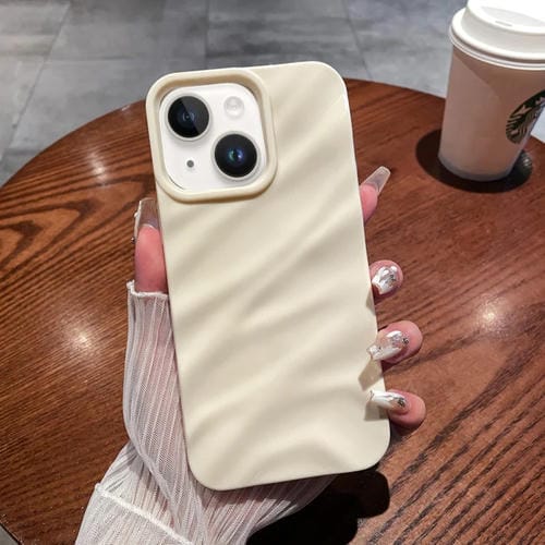 Para iPhone 15 Funda para Teléfono de TPU con Textura Ondulada de Color Sólido (Beige) - MOVILSTORE