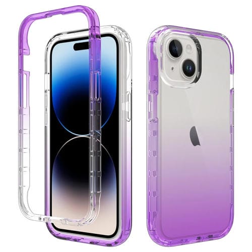 Para iPhone 15 Funda para Teléfono PC + TPU con Degradado Transparente a Prueba de Golpes (Púrpura) - MOVILSTORE