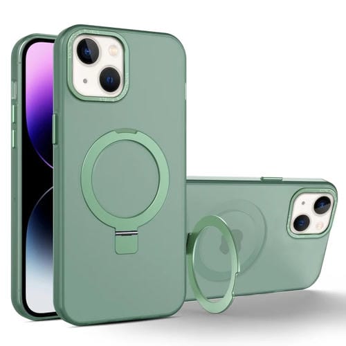 Para iPhone 15 Funda para Teléfono Translúcida Esmerilada con Soporte de Metal Magsafe (Verde) - MOVILSTORE