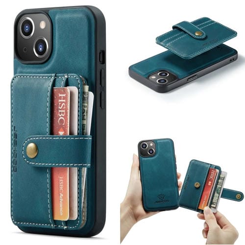Para iPhone 15 Jeehood Funda para Teléfono de Pu Magnética Antirrobo con Bloqueo Rfid (Azul) - MOVILSTORE