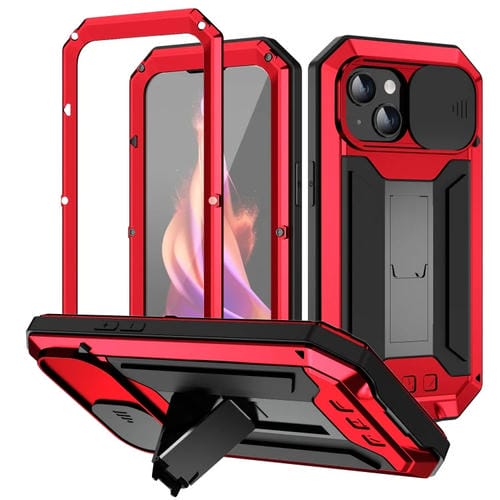 Para iPhone 15 R - Just Sliding Camera Life Funda Impermeable para Teléfono con Soporte (Rojo) - MOVILSTORE